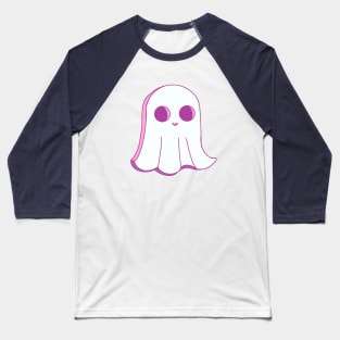 Cute pink Halloween ghost. Original illustrations in cartoon retro style. Baseball T-Shirt